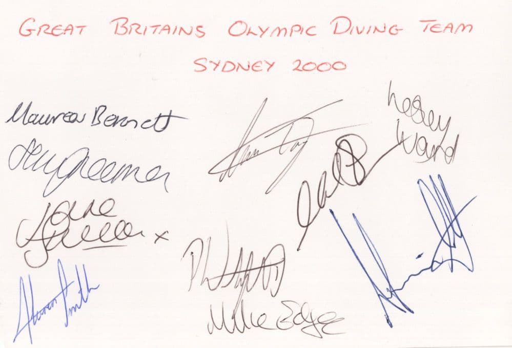 Great Britain Olympics 2000 Diving Team Swimming MULTI 10x Hand Signed Photo
