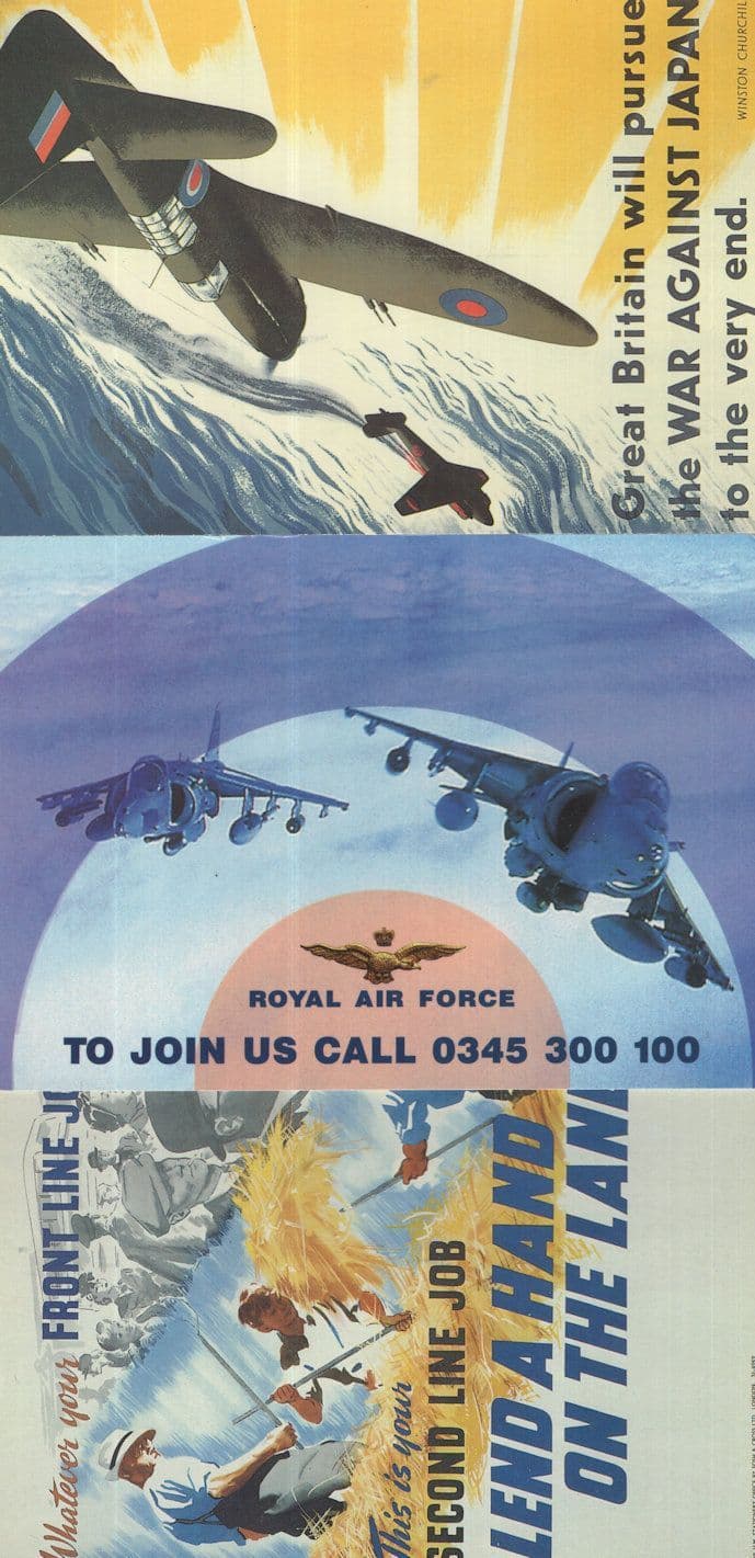 Great Britain Vs Japan War Japan Join The RAF 3x Poster Postcard s