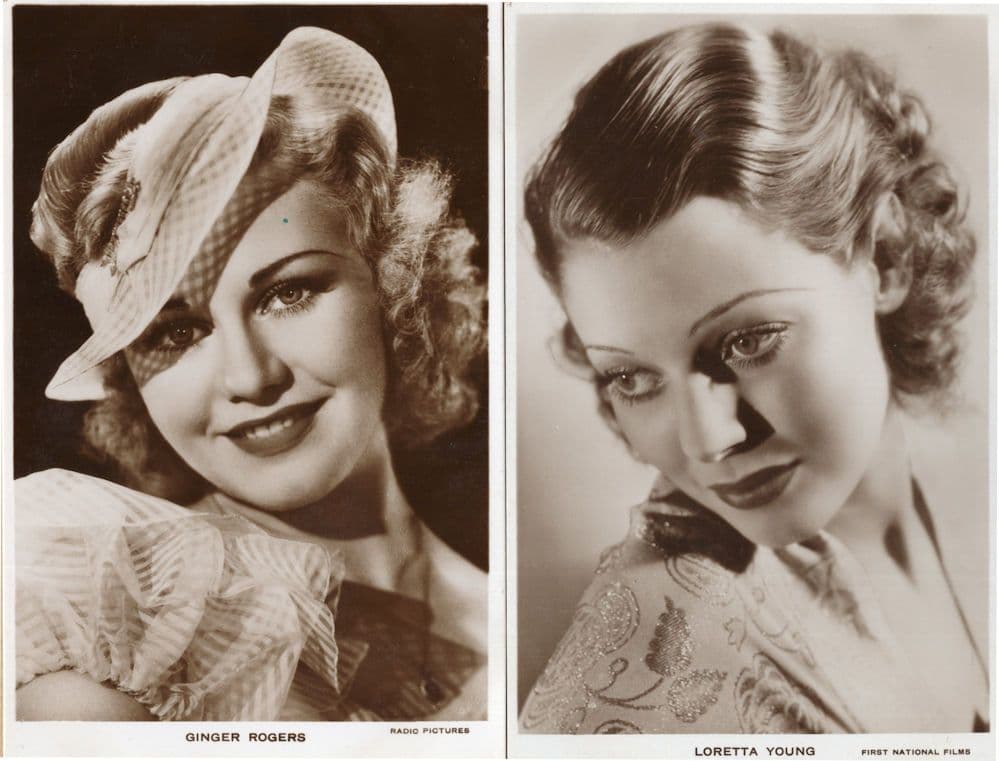 Great Garbo Loretta Young 2x Hollywood Film Postcard s