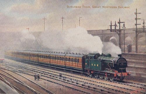 Great Northern Railway Suburb Train Antique Postcard