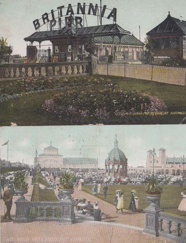 Great Yarmouth Norfolk Brittania Pier + Gardens 2x Postcard s