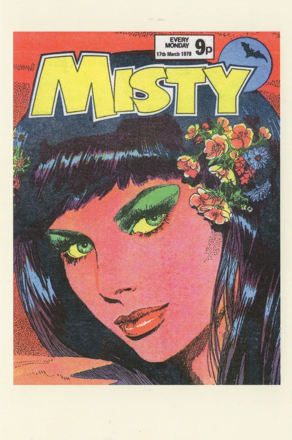 Green Eyed Gothic Vampire Woman Misty 1970s Comic Book Postcard