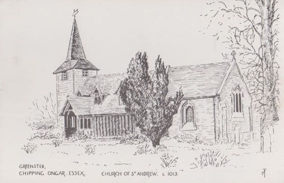 Greensted St Andrew Church Ongar 1970s Drawing Postcard