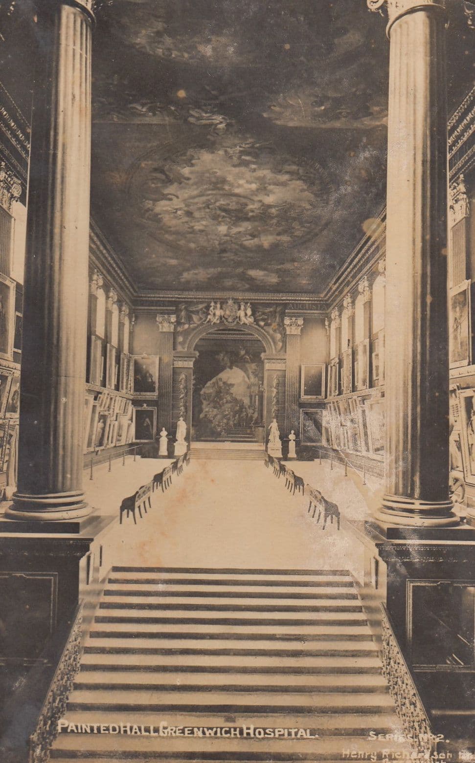 Greenwich Hospital Painted Hall Antique RPC Postcard
