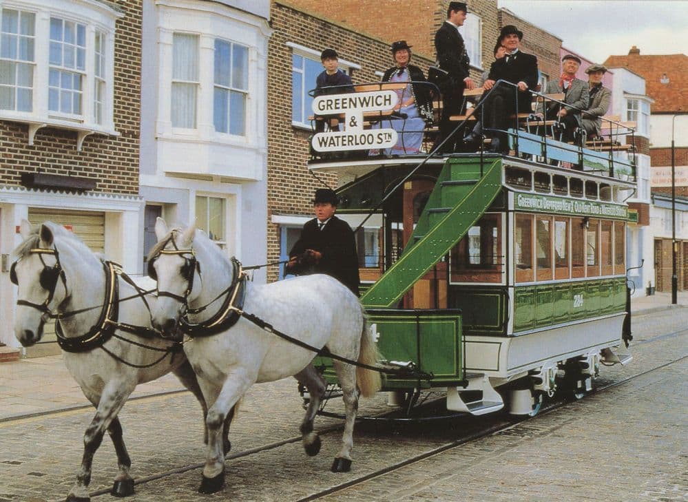Greenwich & Waterloo Victorian 1880s London Horse Tram Postcard
