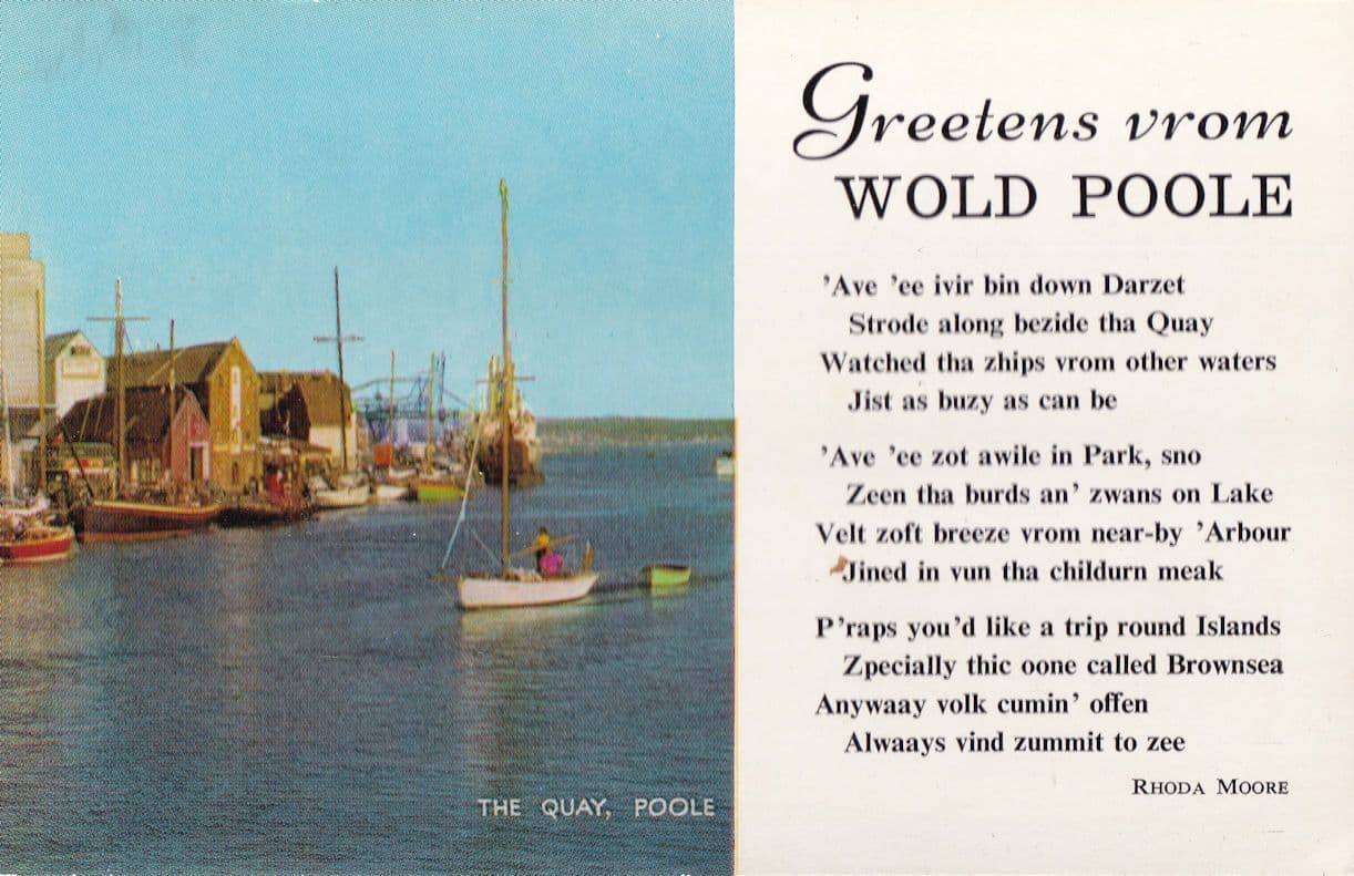 Greetens Vrom Wold Poole Dialect 1960s Postcard