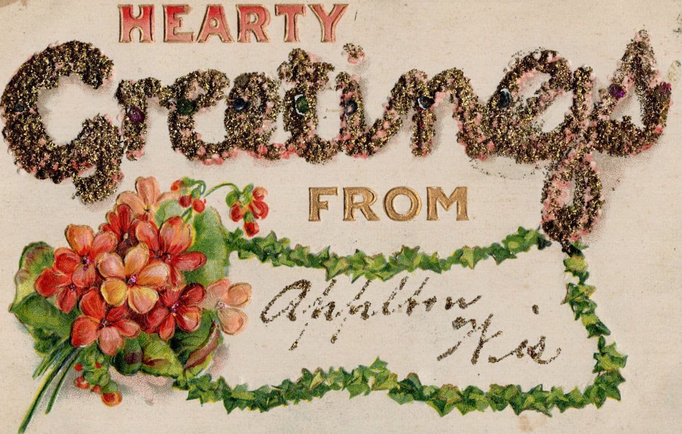 Greetings From Appleton Wisconsin USA Real Glitter Old Postcard