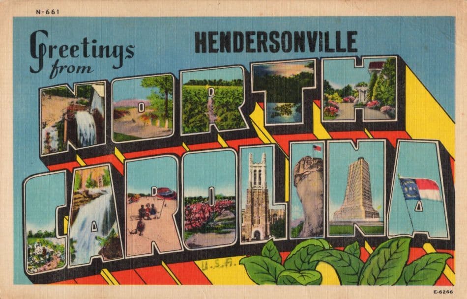 Greetings From Henderson North Carolina USA Rare Linen Postcard