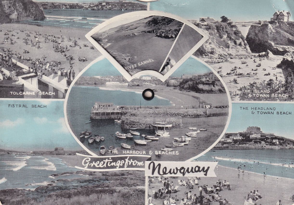 Greetings From Newquay Cornwall Mechanical Clock Rare Postcard