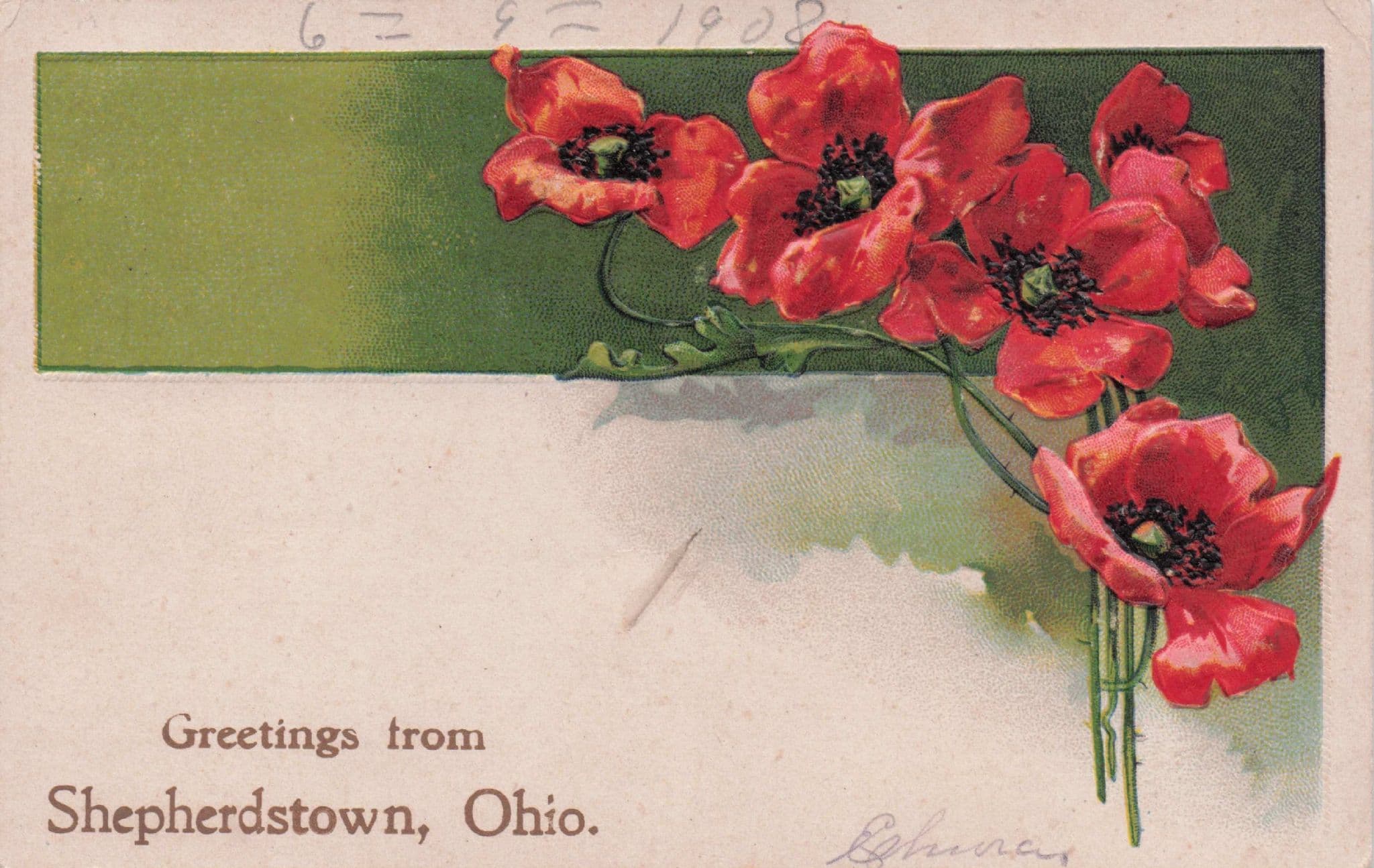 Greetings From Shepherdstown Ohio Embossed USA Greetings Postcard
