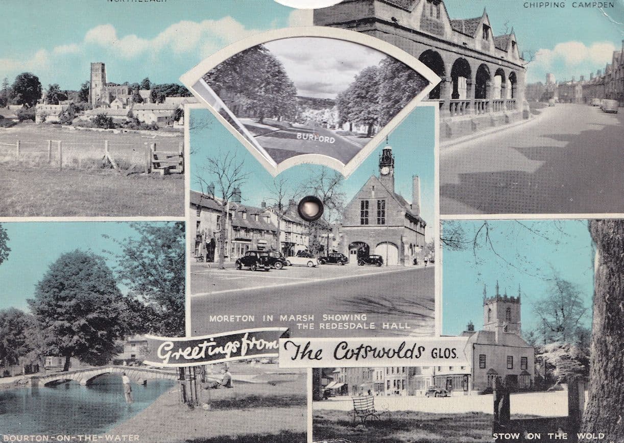 Greetings From The Cotswolds Mechanical Clock Rare Postcard