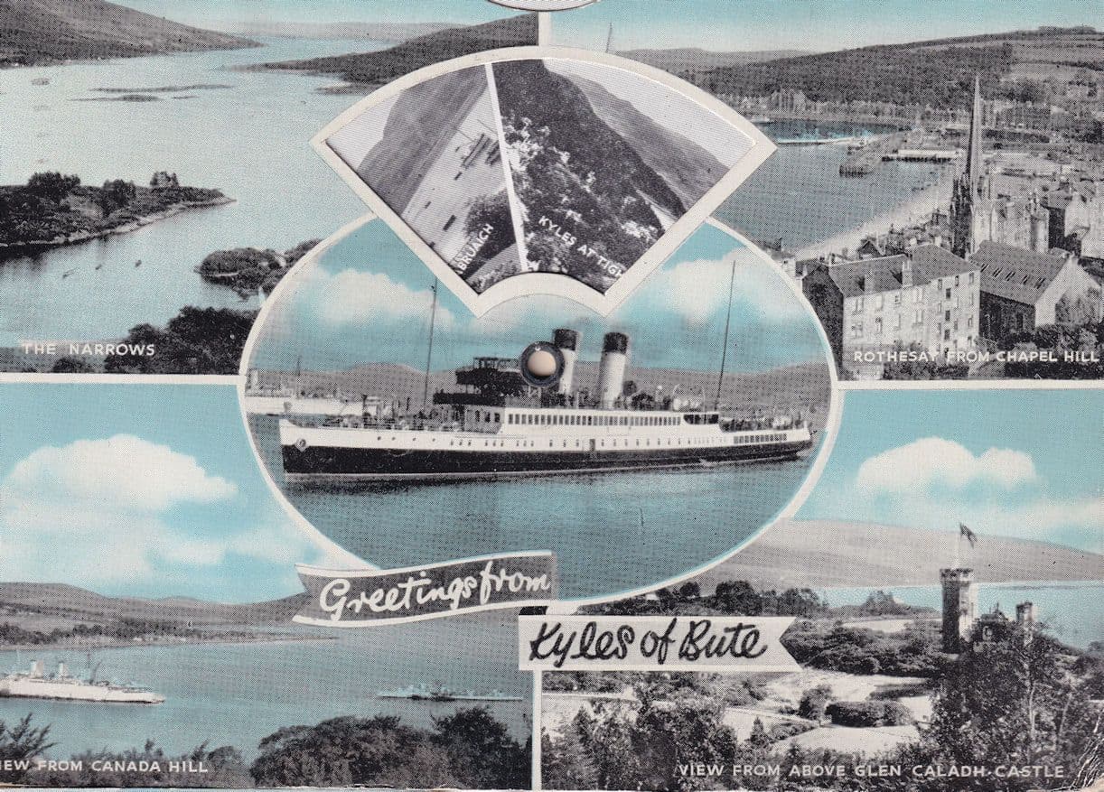 Greetings From The Isle Of Bute Mechanical Clock Postcard