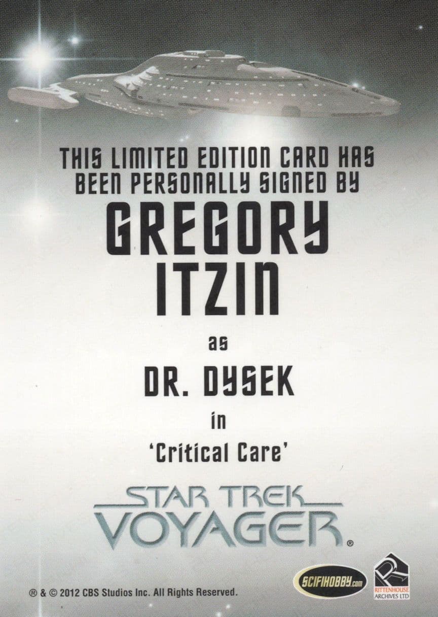 Gregory Itzin Star Trek Voyager Hand Signed Autograph Card