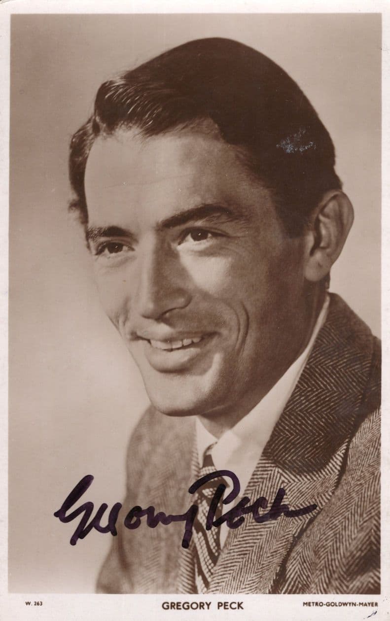 Gregory Peck Antique Hand Signed Photo Card Autograph