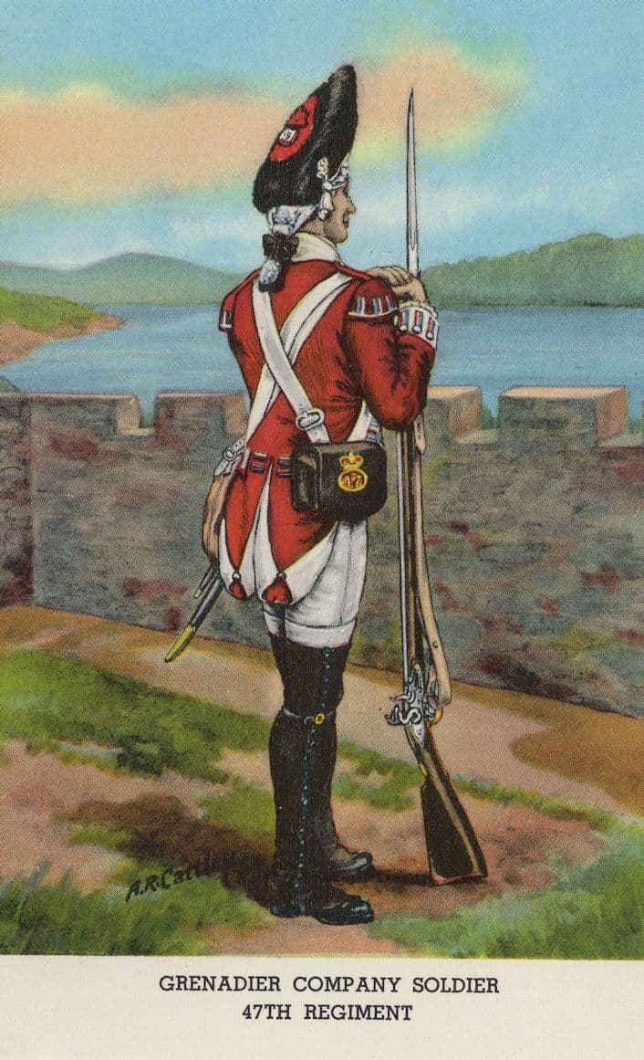 Grenadier Company Soldier 47th Regiment Uniform Postcard