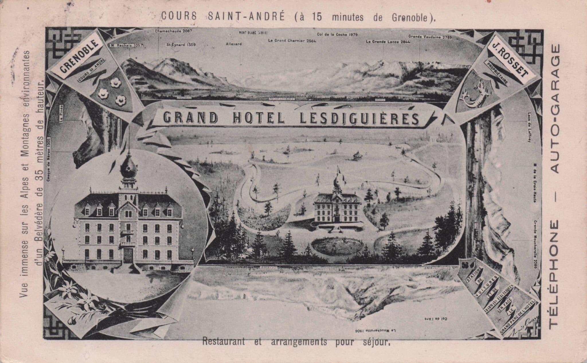 Grenoble Hotel LesDiguieres Restaurant French Old Advertising Postcard