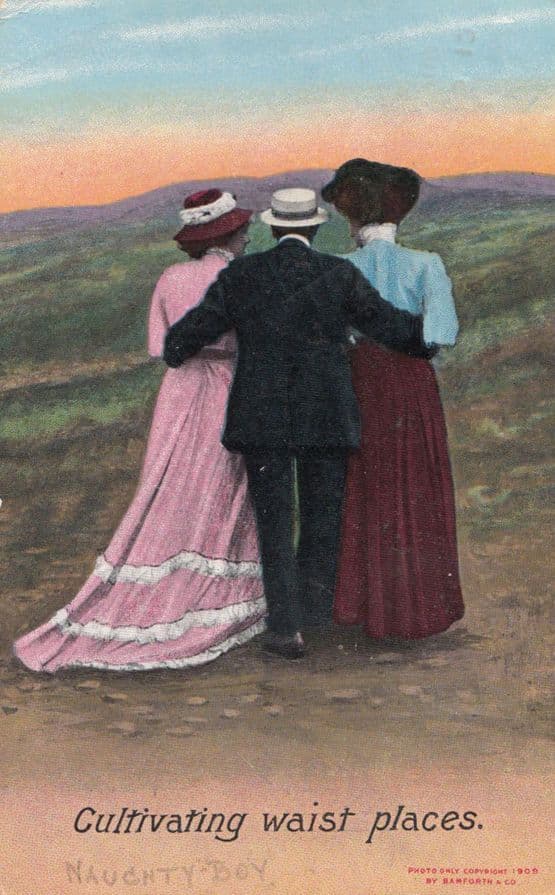 Gripping Groping A Lady Ladies Waist Antique Comic Postcard