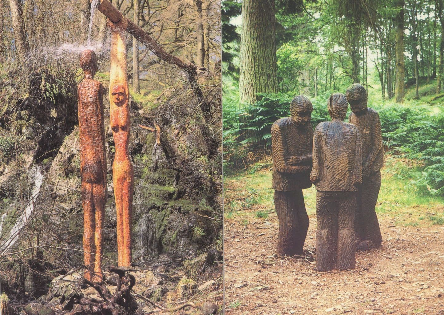 Grizedale Forest Sculpture Tree Statues Lake District 2x Postcard s