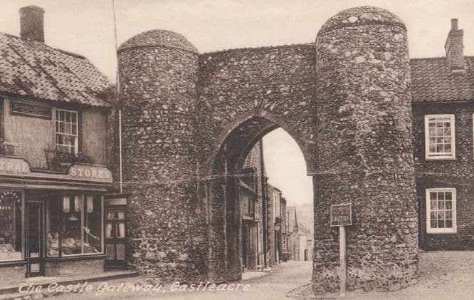 Grocers Stores By Castle Gateway Castleacre Norwich Antique Postcard