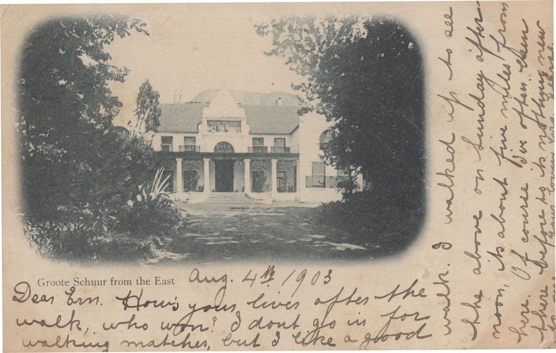 Groote Schur From The East South Africa 1903 Postcard