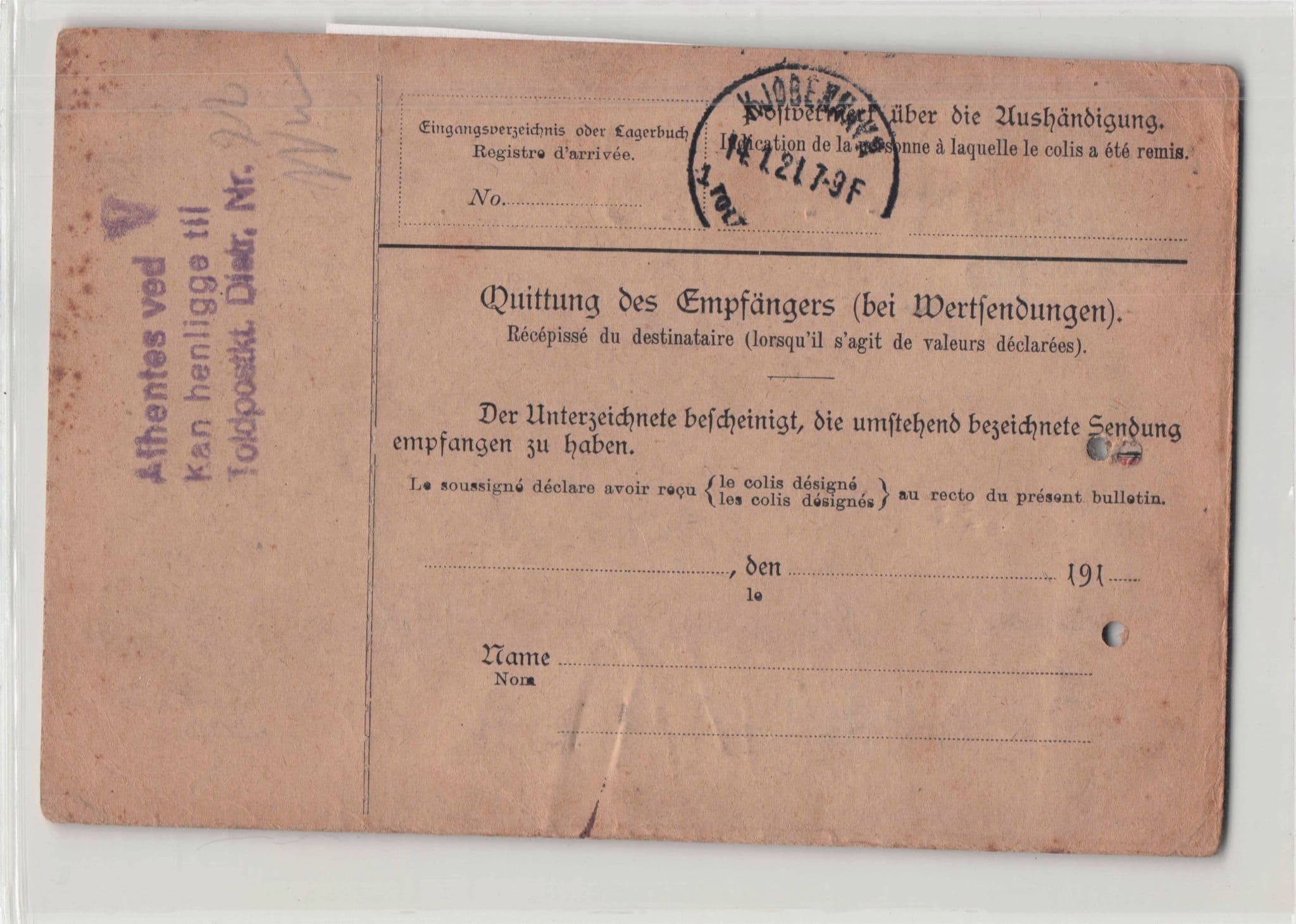Grossrohrsdorf Germany 1921 Packet Coupon Card Antique Postcard
