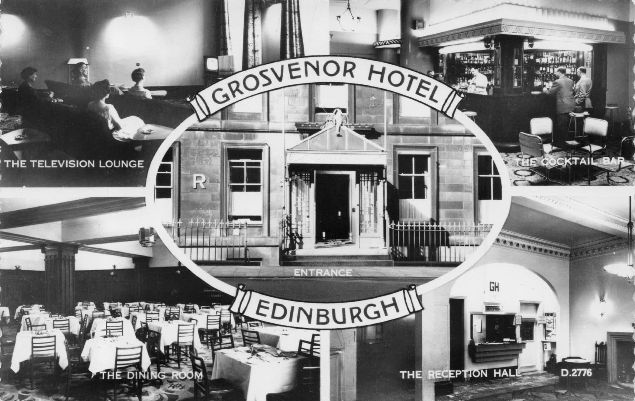 Grosvenor Hotel Edinburgh Scotland Valentines Old RPC Postcard