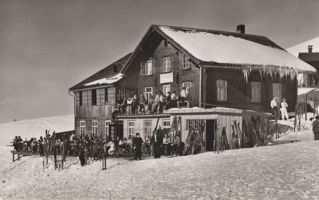 Group Photo At Hotel Hahnenmoospass Adelboden Swiss Rare RPC Postcard