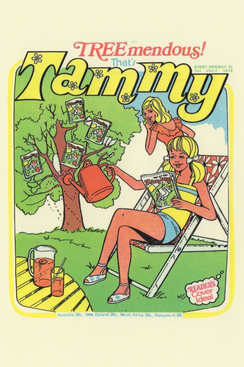 Growing A Tree Watering Can Tammy 1970s Girls Comic Postcard