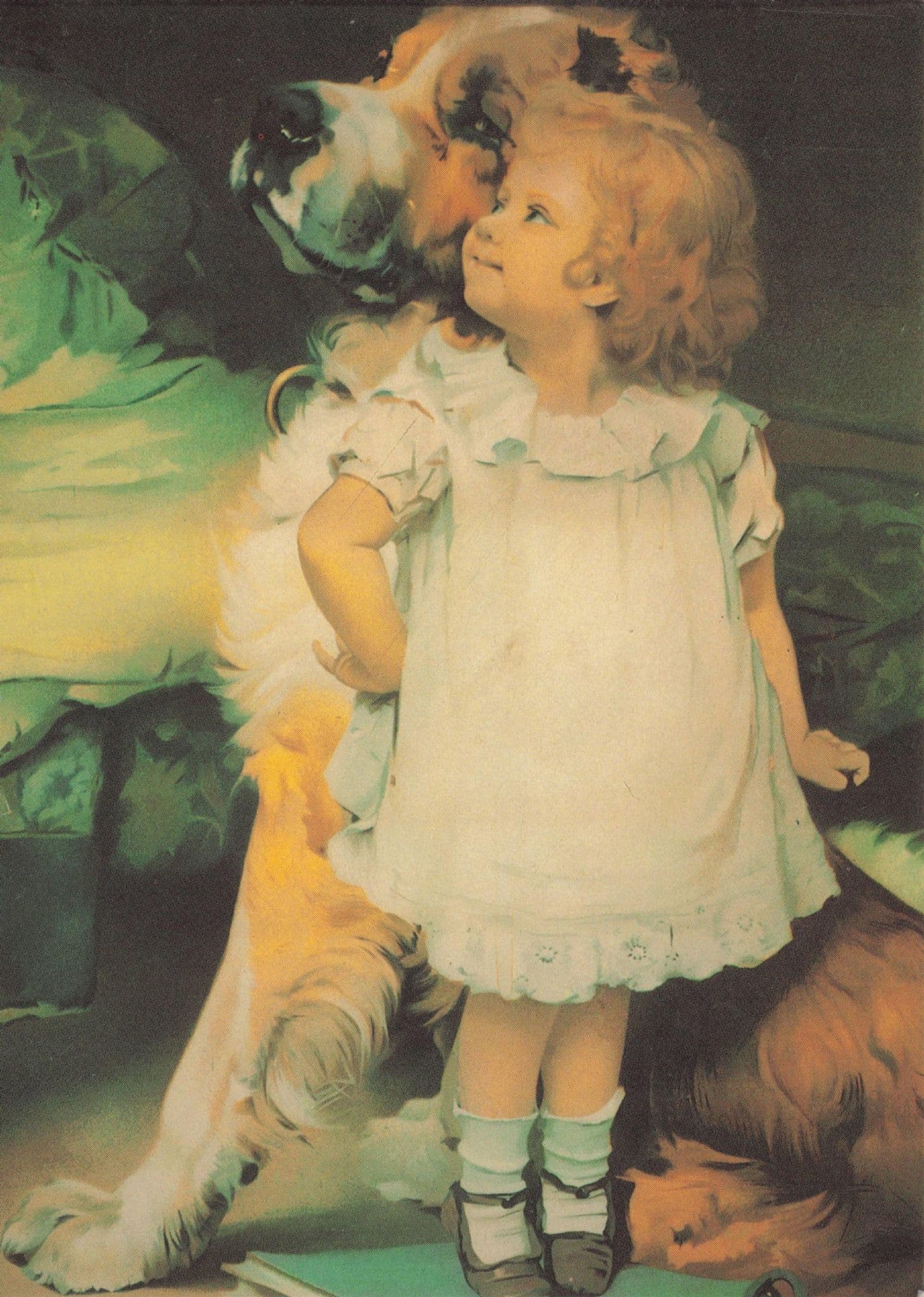 Growing Child vs Family Dog Who Is The Tallest Painting Postcard