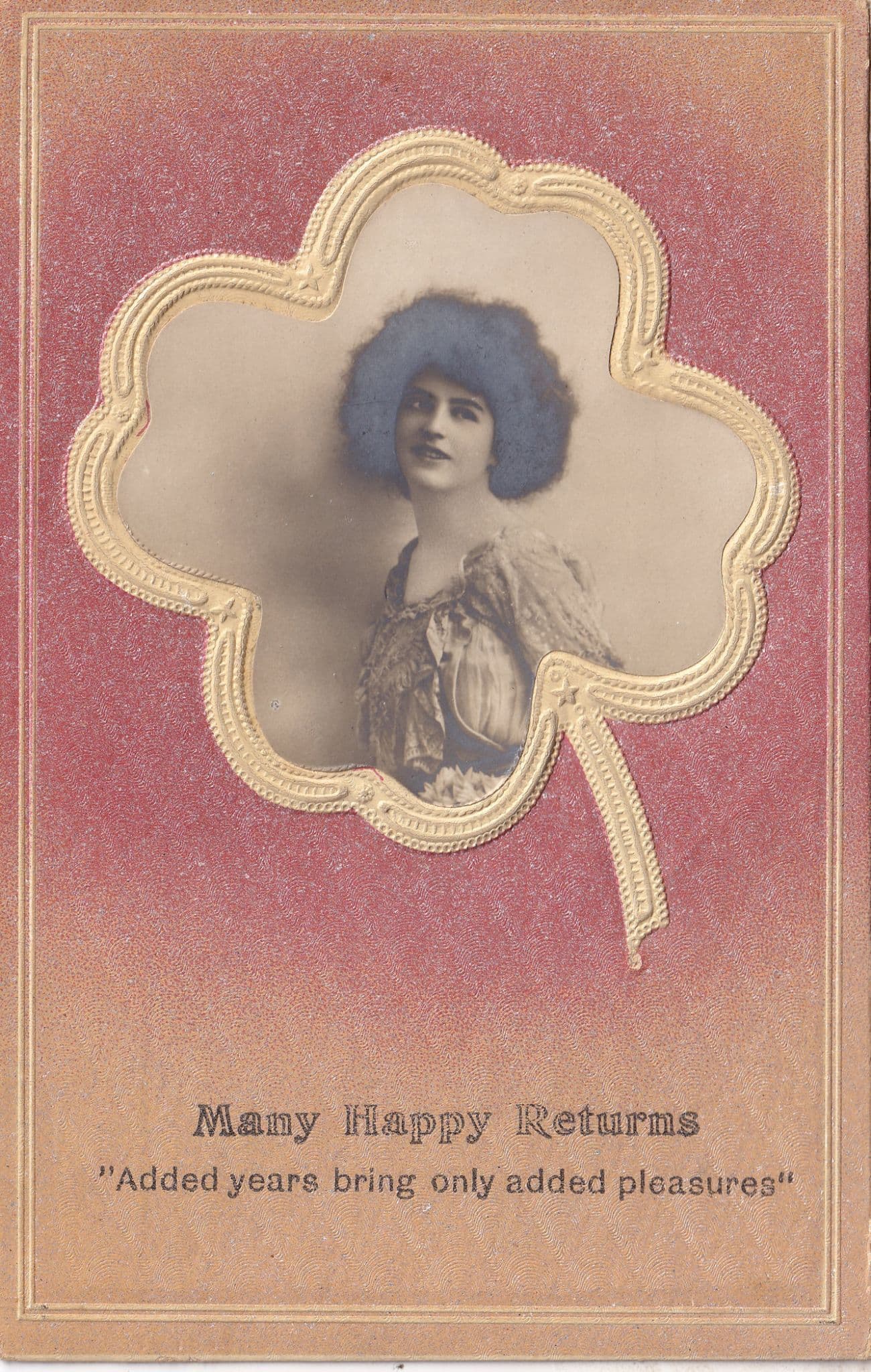 Growing Old Four Leaf Clover Afro Haircut Antique Greetings Postcard