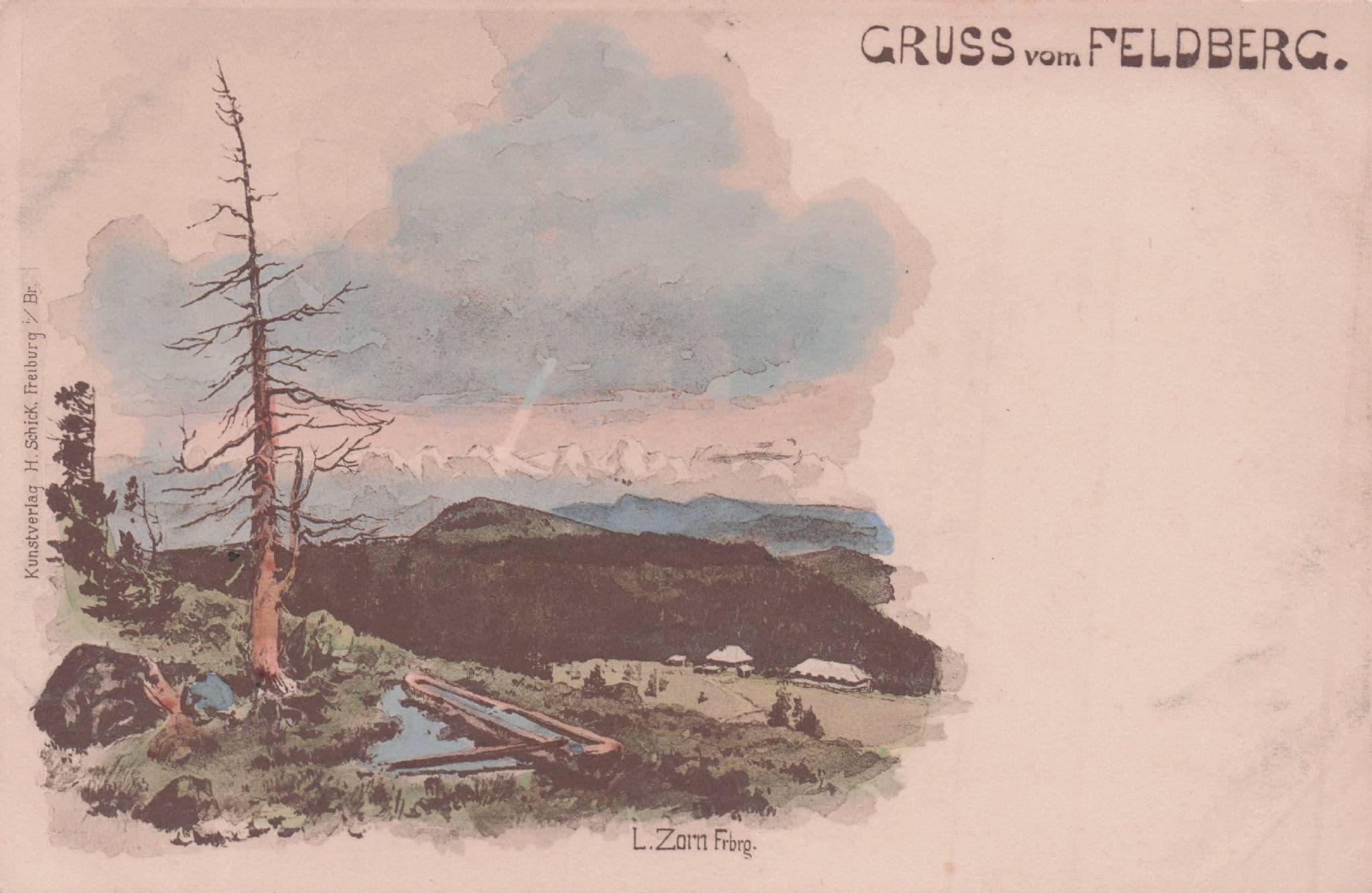 Gruss Aus Feldberg Lake River Zorn Rare German Old Postcard