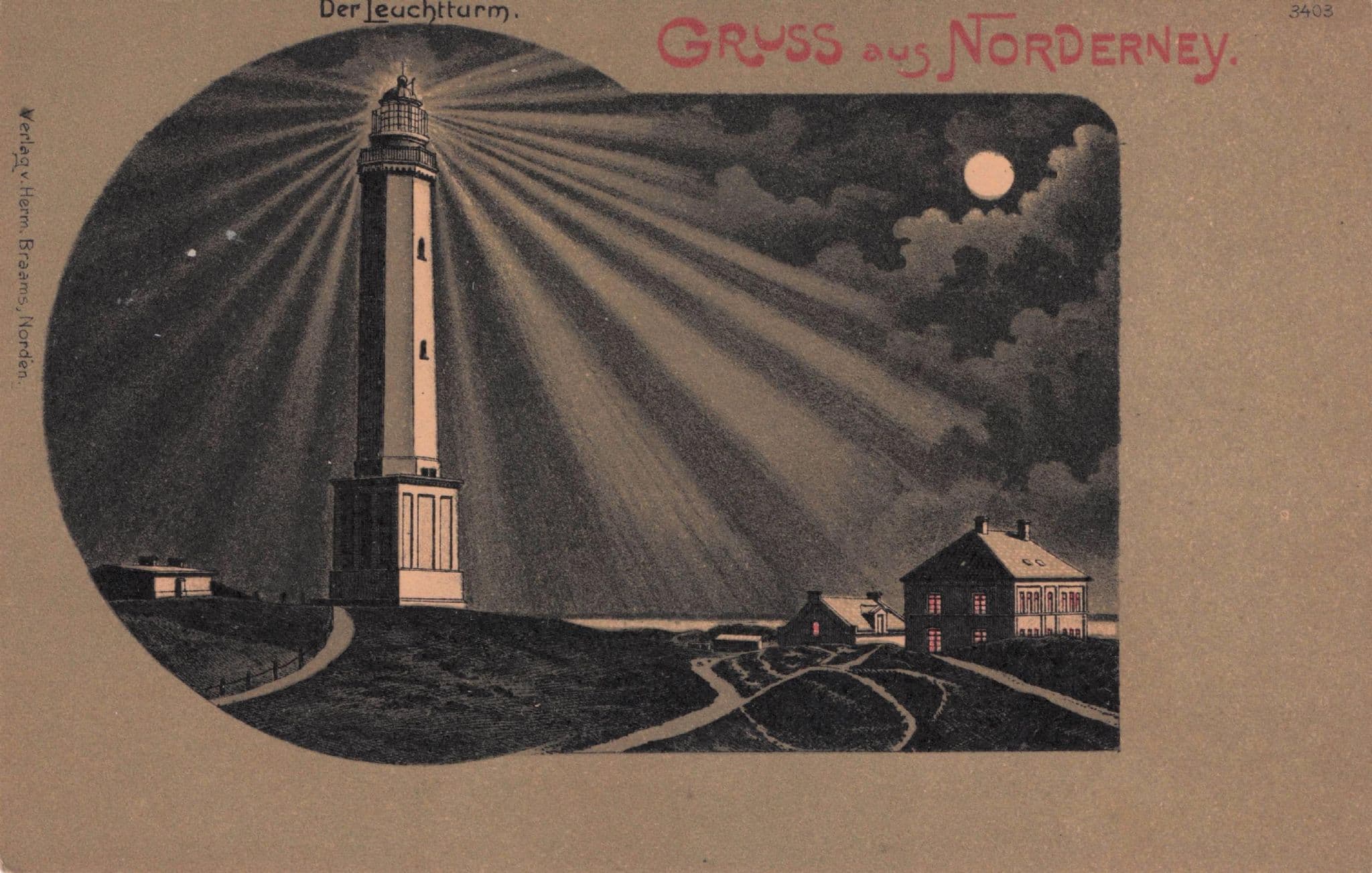 Gruss Aus Norderney Lighthouse German Antique Rare Postcard