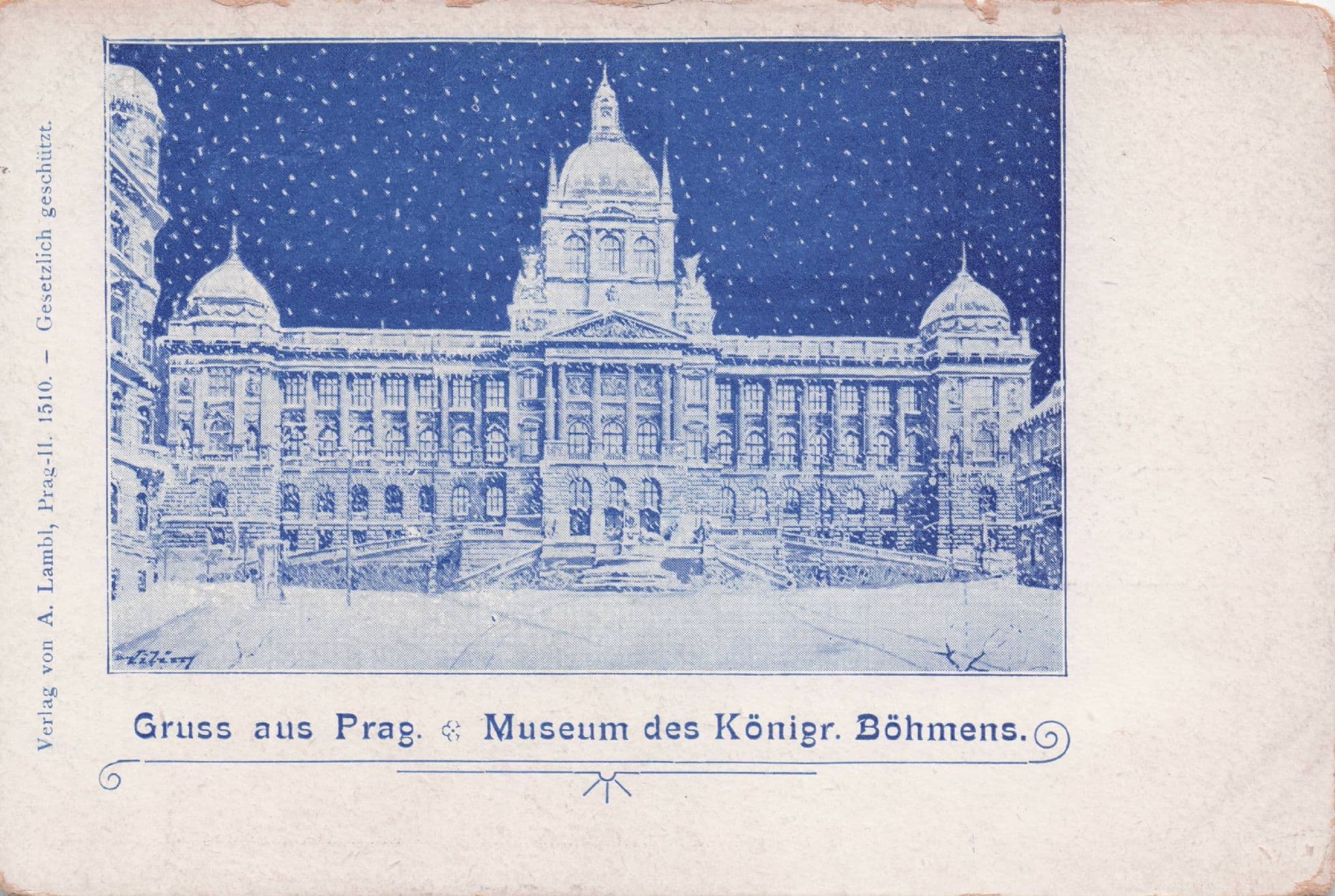 Gruss Aus Prag Museum Des Konig Bohemia Old Postcard