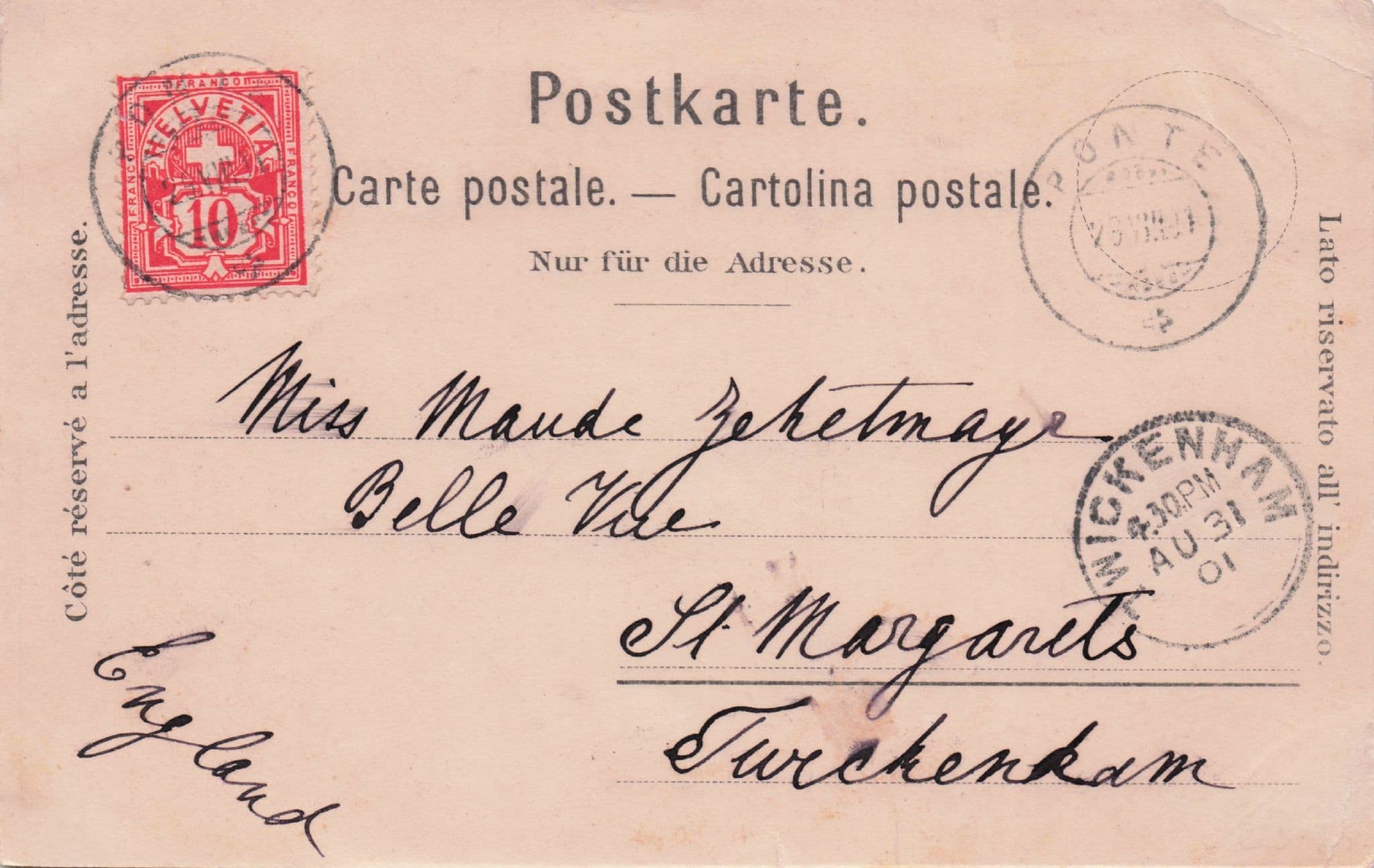 Gruss Aus St Moritz Map Switzerland Antique 1901 Postcard