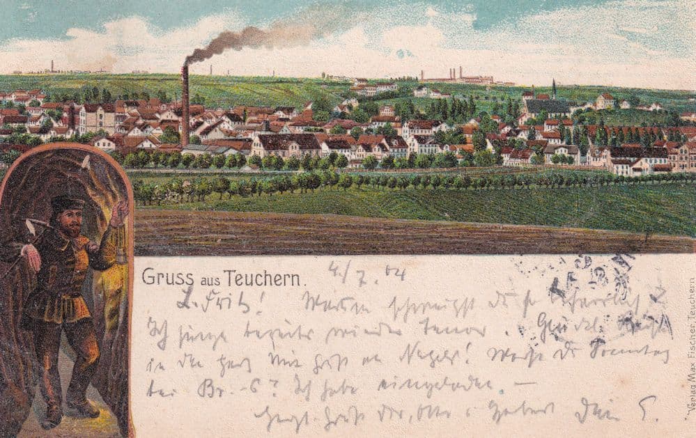 Gruss aus Teuchern Vertag Max Fischer German Old Postcard