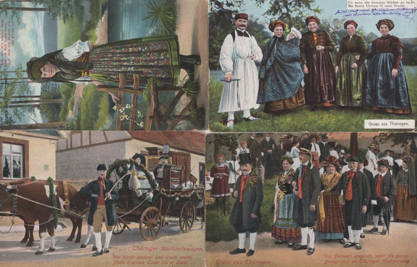 Gruss Aus Thuringen German Costume Fashion 4x Old Postcard s