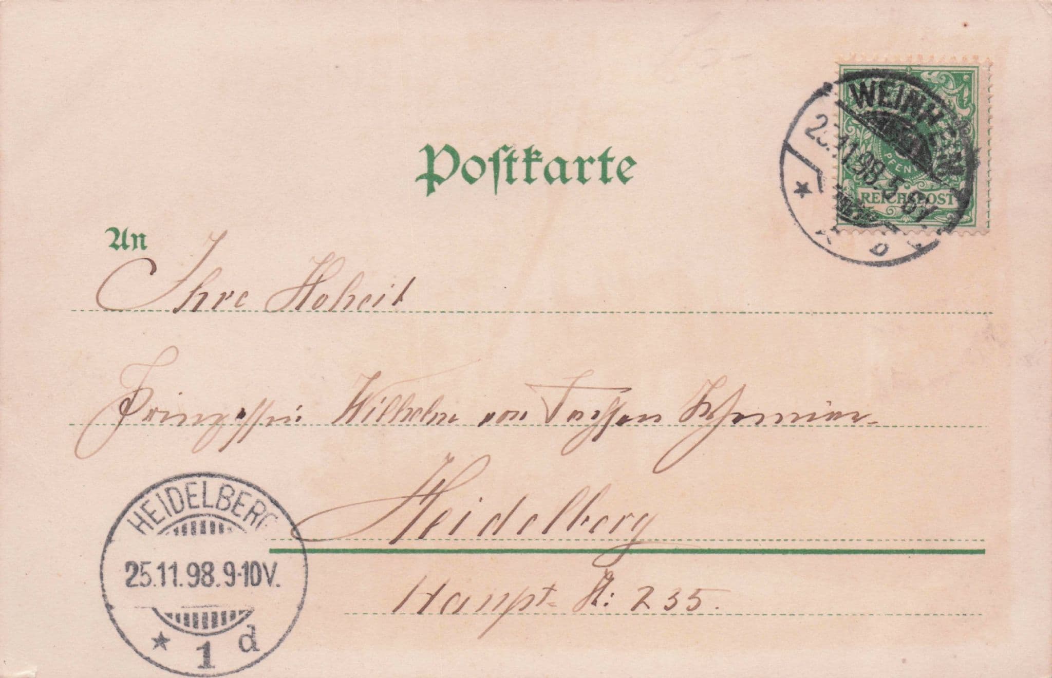 Gruss Aus Weinheim Schloss Castle 1898 German Rare Old Postcard