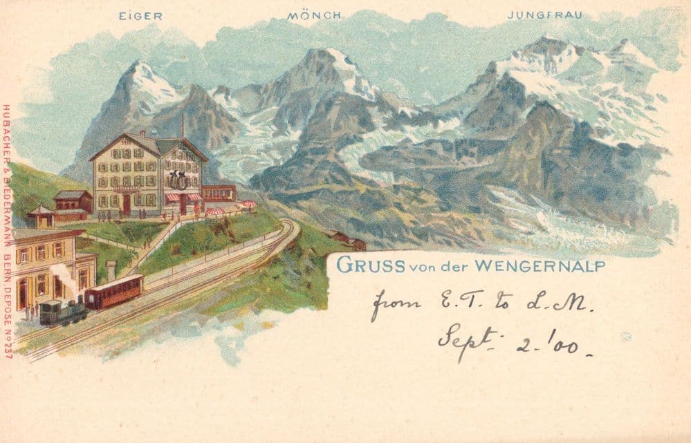 Gruss Aus Wengernalp Railway Switzerland Rare Antique Postcard