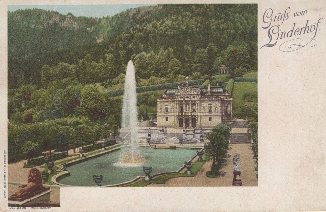 Gruss Vom Linderhof Aus German Antique Postcard