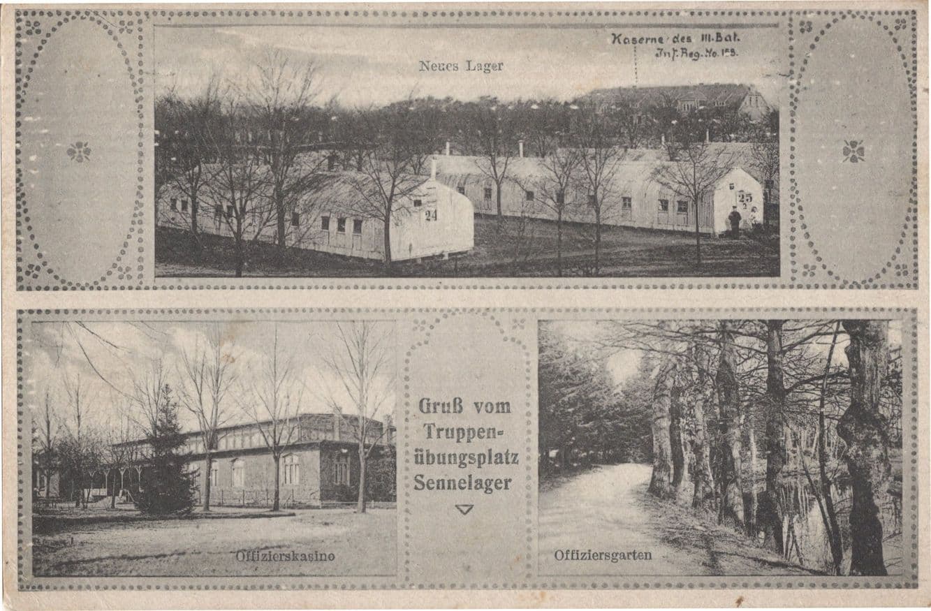 Gruss vom Truppen Ubungsplatz Sennelager WW1 German Postcard