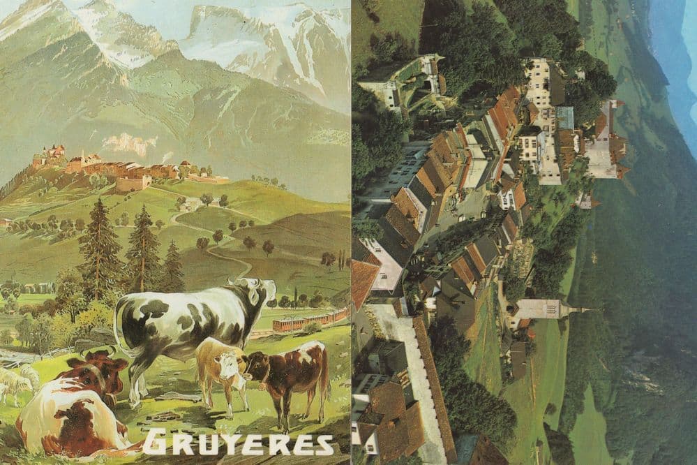 Gruyeres Switzerland 2x Advertising & Painting Postcard s