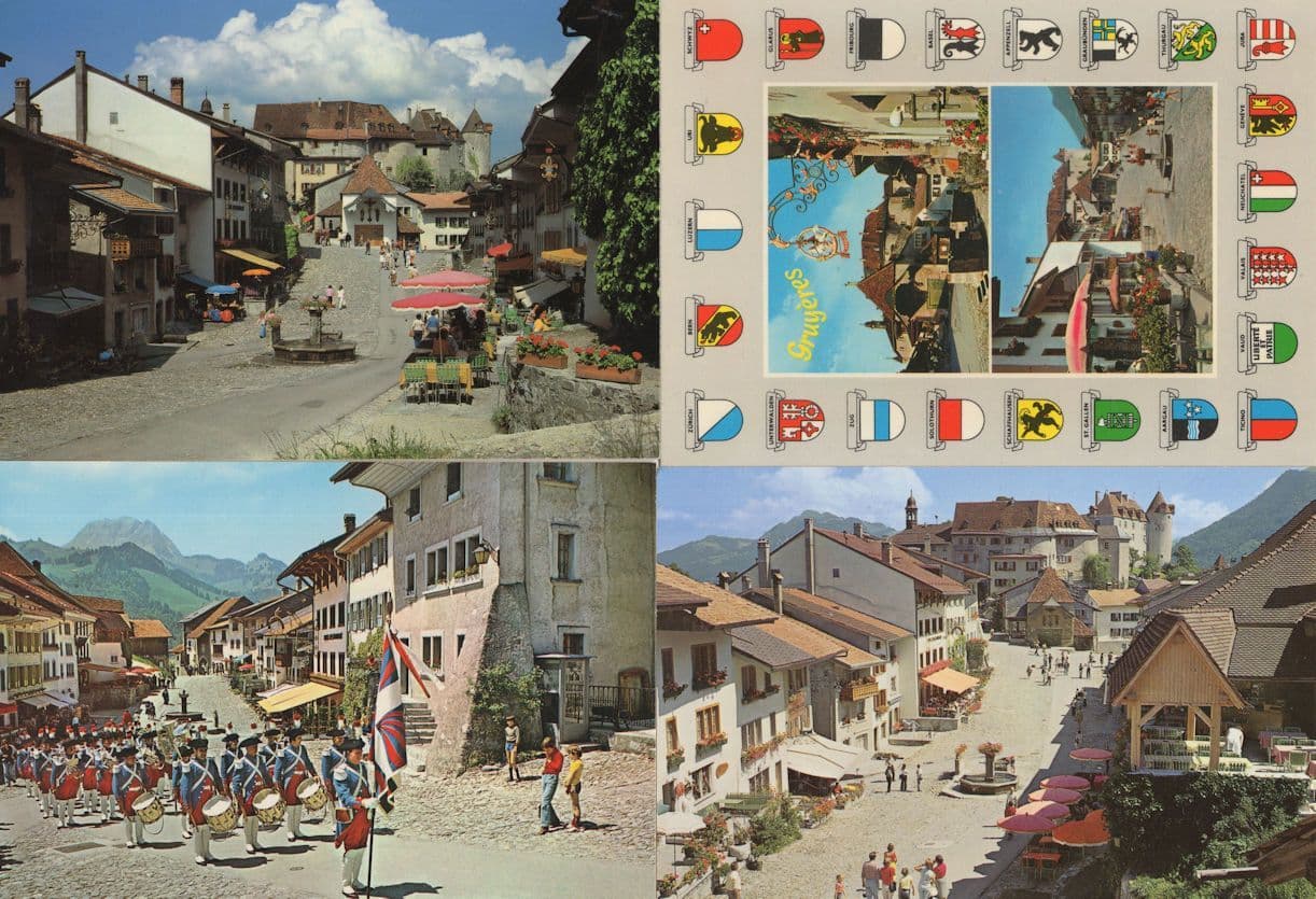 Gruyeres Switzerland 8x 1970s & 1980s Postcard s incl Military