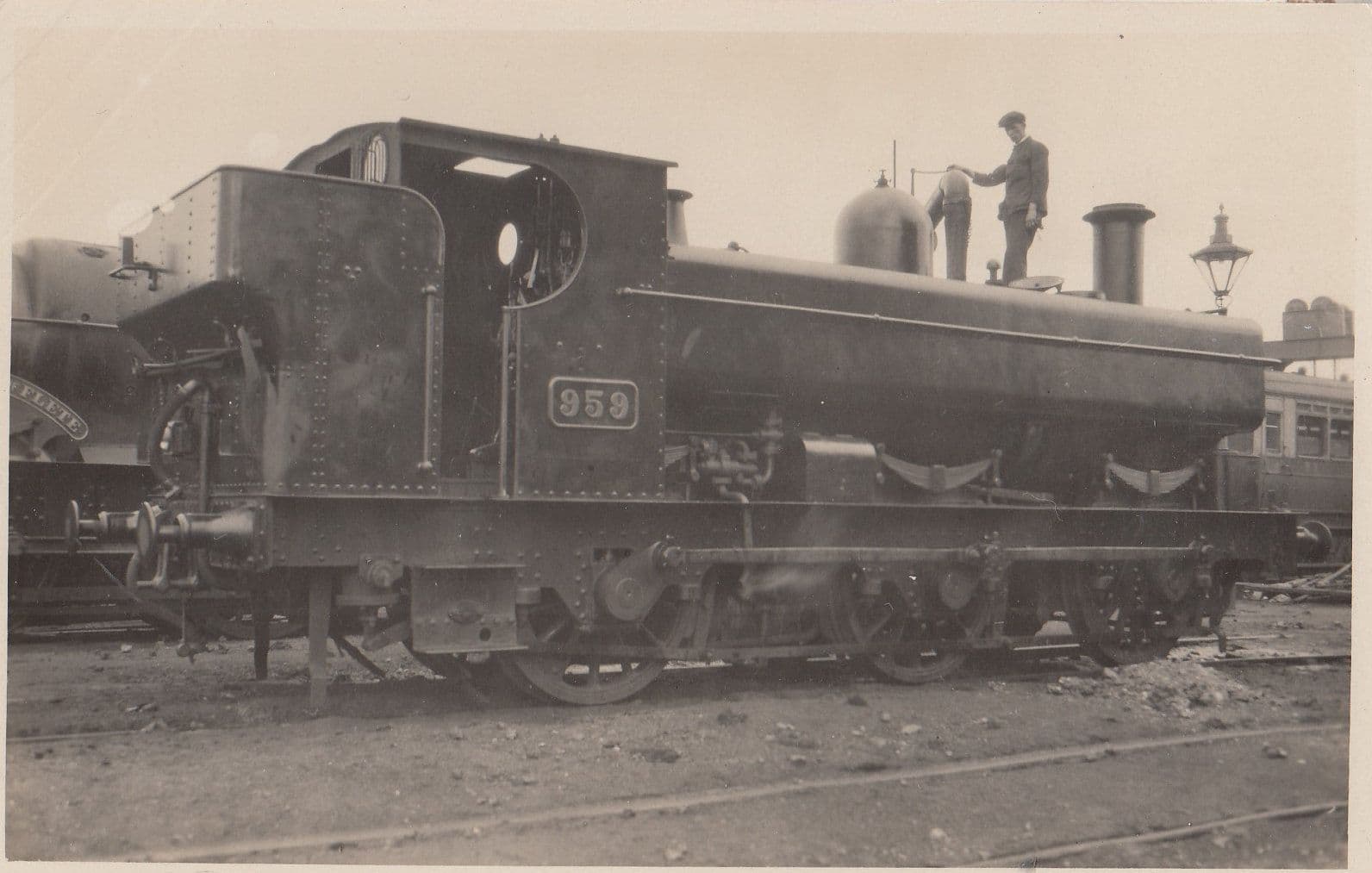 GRW 959 Train Man Climbing On Roof Antique Real Photo Postcard