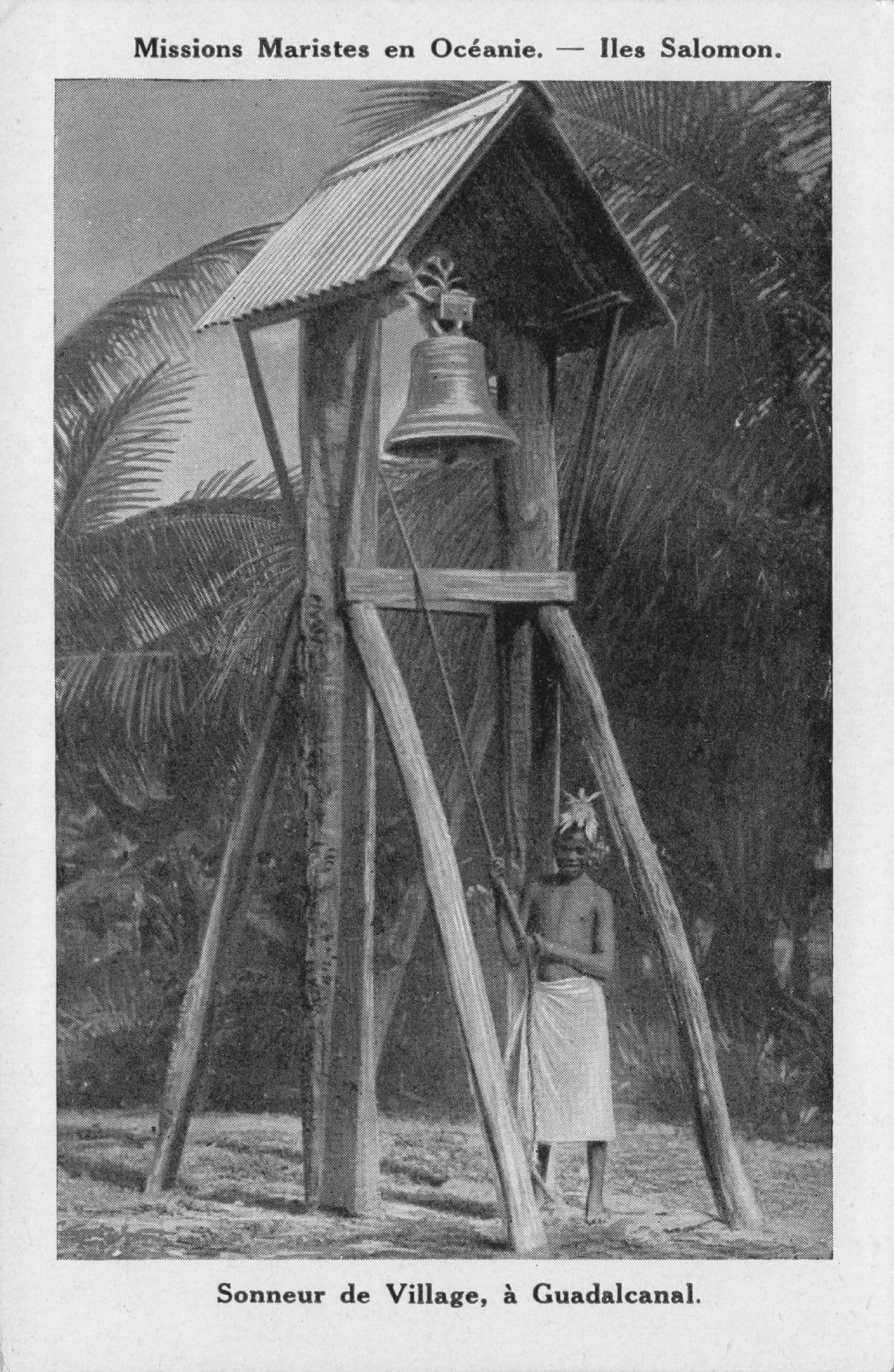Guadalcanal Sonneur Village Solomon Islands Missions Old Postcard