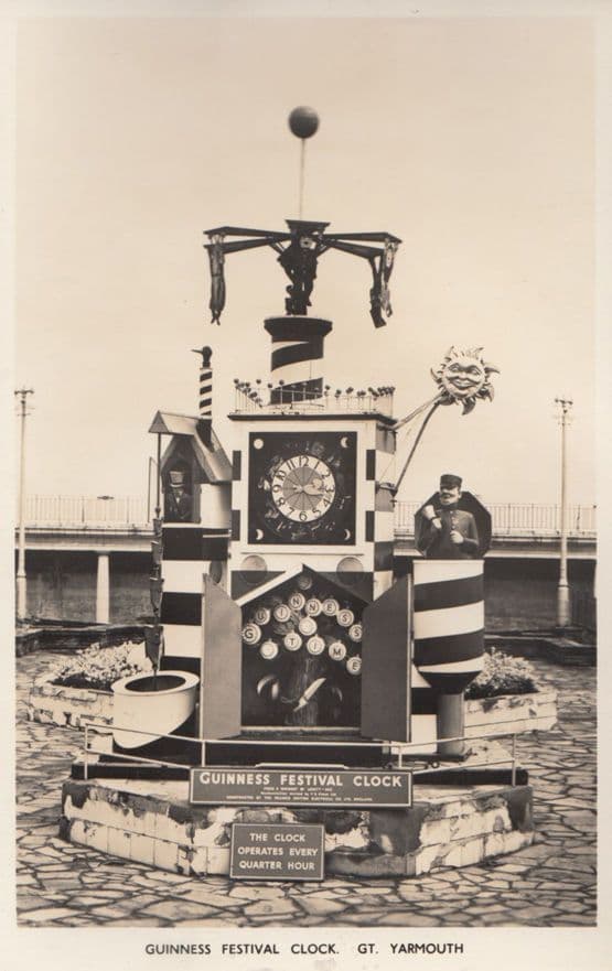 Guiness Festival Clock Great Yarmouth Real Photo Postcard