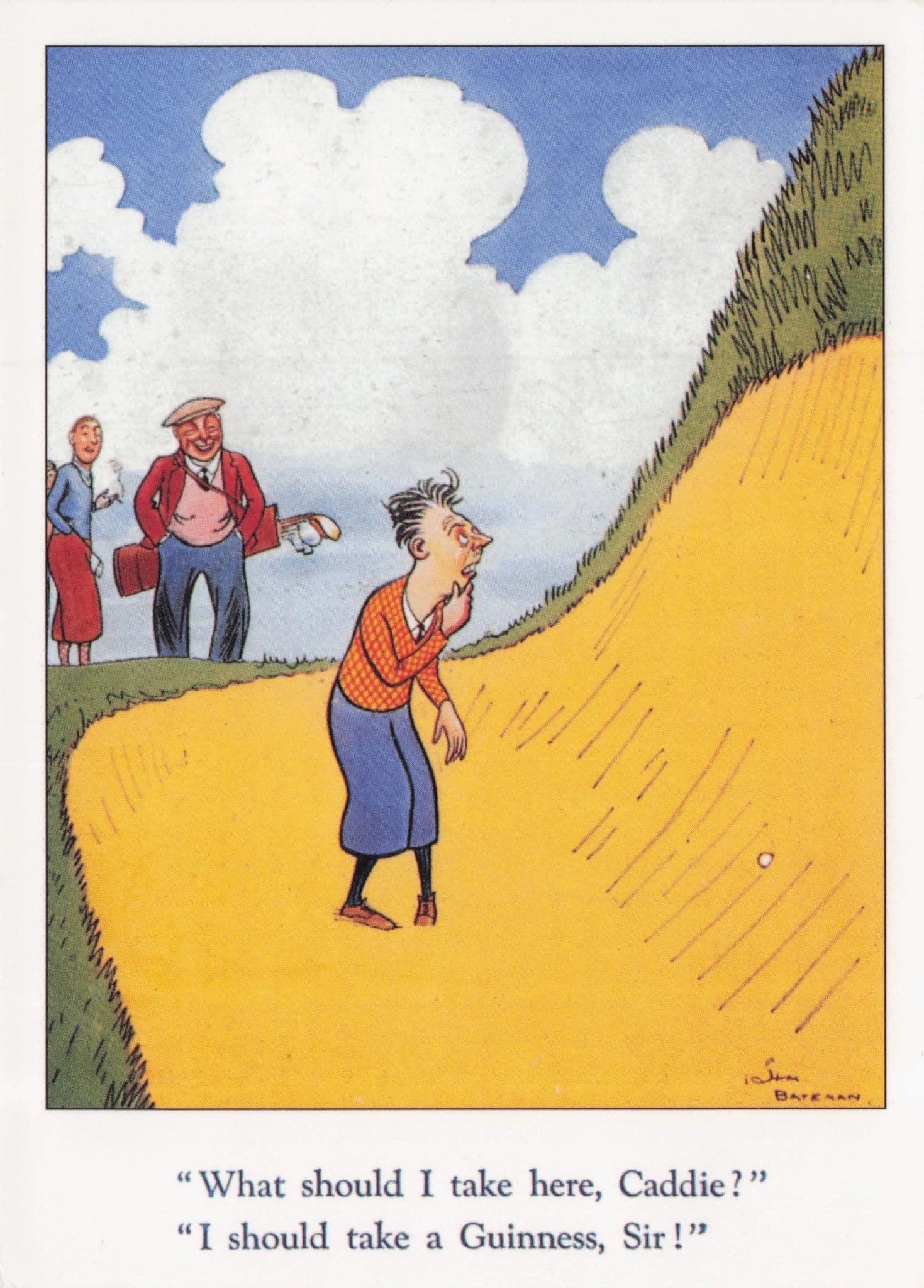 Guiness Sports Golf Caddie Golfing Disaster Advertising Postcard