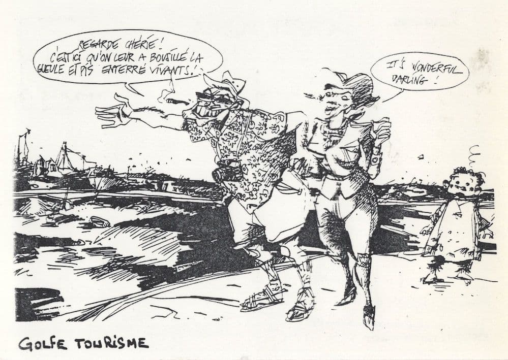 Gulf War Tourists Holiday In Iraq Bomb Damage Comic Military Postcard
