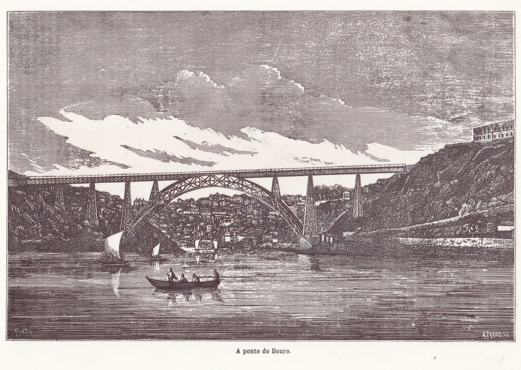 Gustave Eiffel Tower Old French Railway Engineer Ponte Maria Pia Bridge Postcard