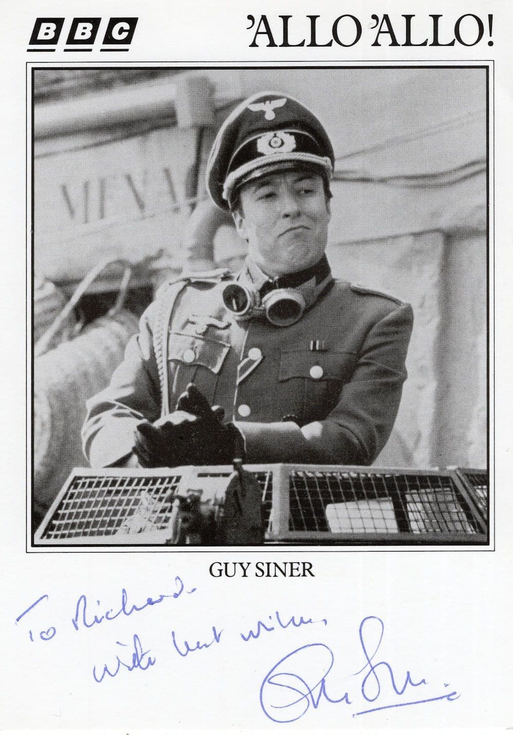 Guy Siner Allo Allo Hand Signed BBC RARE TV Show Cast Card
