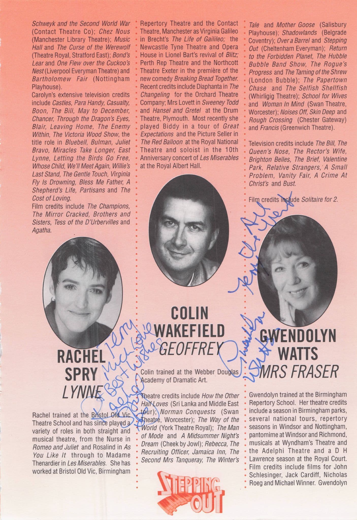 Gwendolyn Watts Iris On The Buses Barbara Young Hand Signed Theatre Page